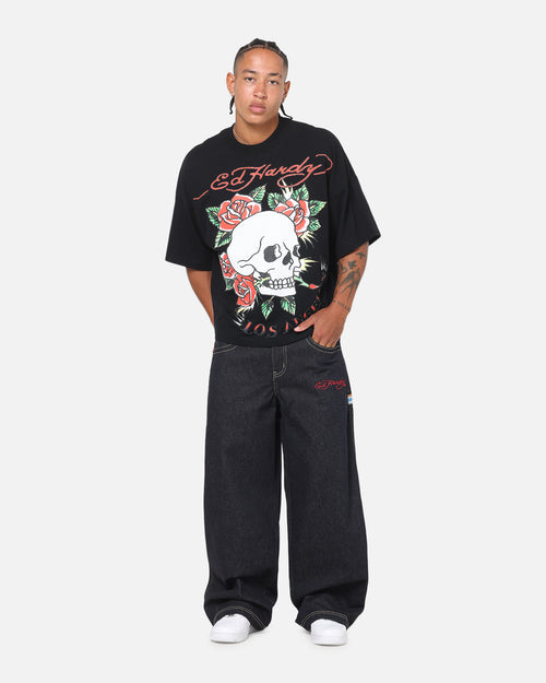 Ed Hardy Dragon Ultra Wide Leg Jeans Indigo Denim