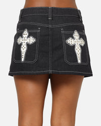 Ed Hardy Women's Steller Mini Skirt Mid Blue