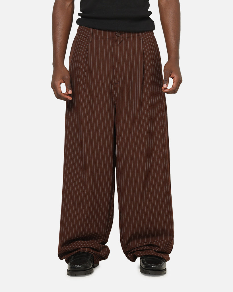 Carre Heritage Pleated Pants Brown Pinstripe | Culture Kings US