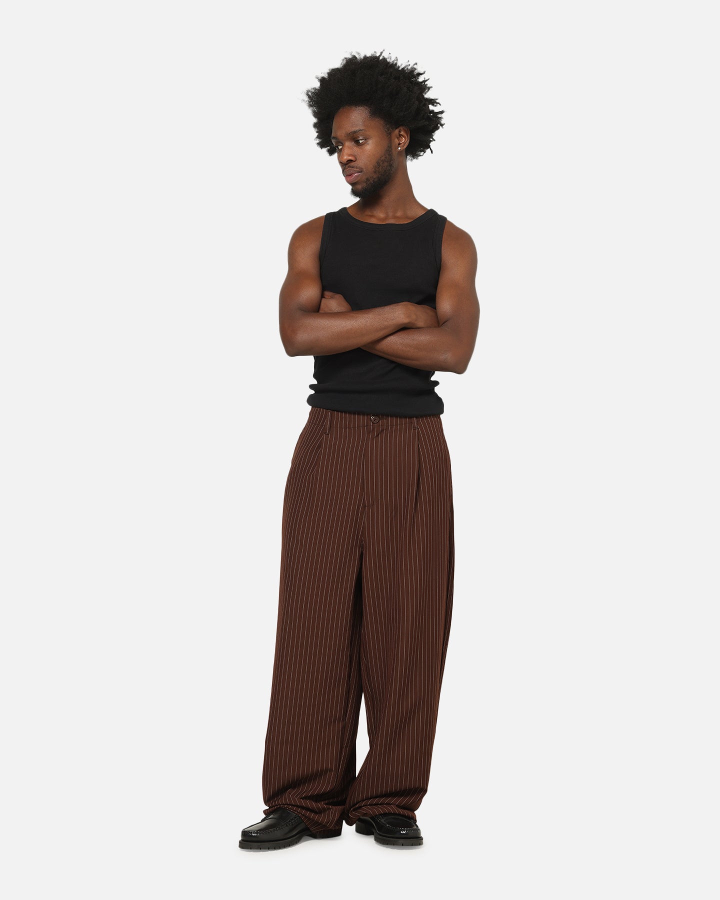 Carre Heritage Pleated Pants Brown Pinstripe | Culture Kings US