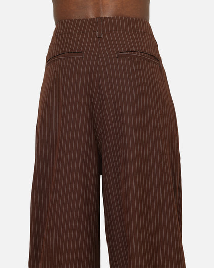 Carre Heritage Pleated Pants Brown Pinstripe