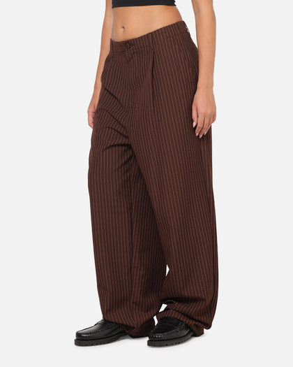 Carre Heritage Pleated Pants Brown Pinstripe