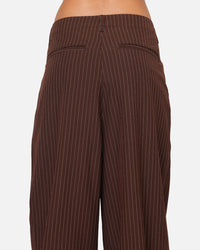 Carre Heritage Pleated Pants Brown Pinstripe