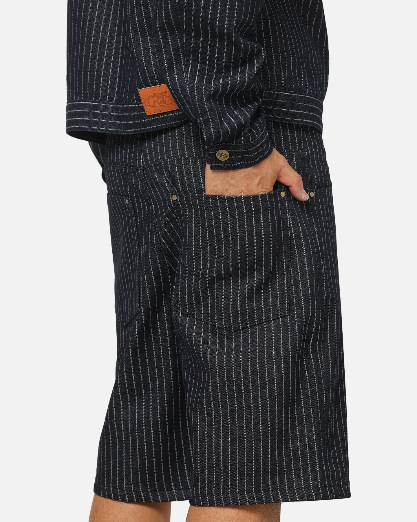 Carre Solace Baggy Jorts Navy Pinstripe | Culture Kings US