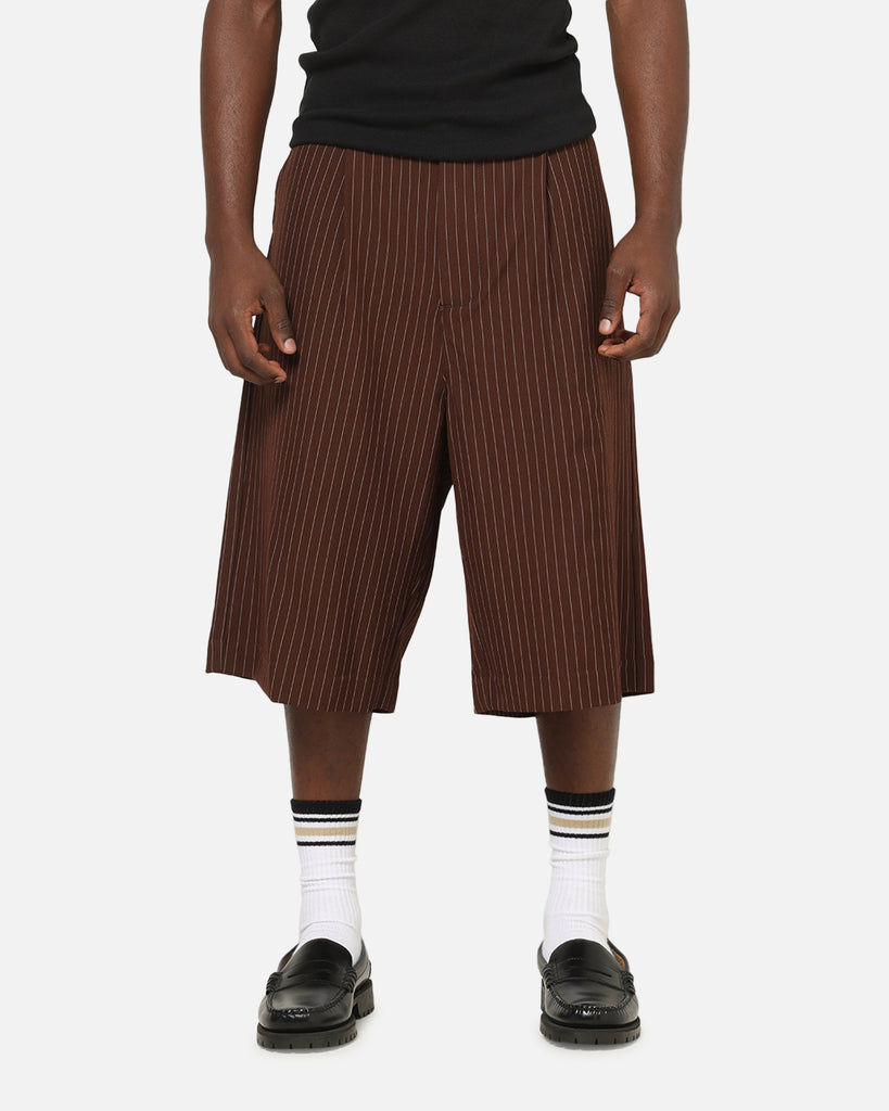 Carre Heritage Pleated Shorts Brown | Culture Kings US