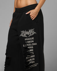 Loiter Destruct Sweat Pants Washed Black