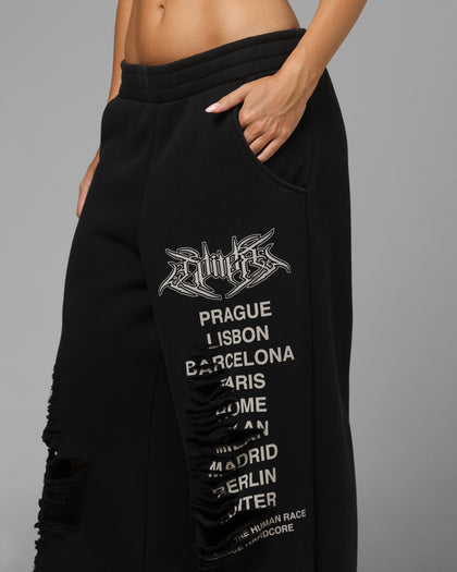 Loiter Destruct Sweat Pants Washed Black