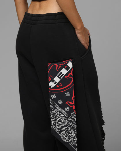 Loiter Destruct Sweat Pants Washed Black