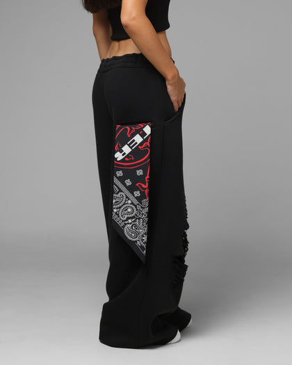 Loiter Destruct Sweat Pants Washed Black