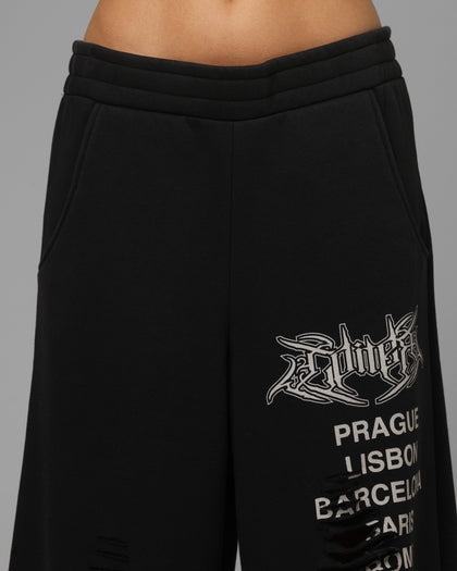 Loiter Destruct Sweat Pants Washed Black