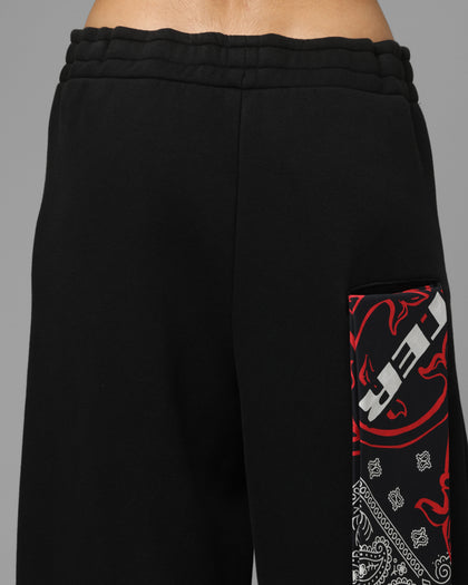 Loiter Destruct Sweat Pants Washed Black