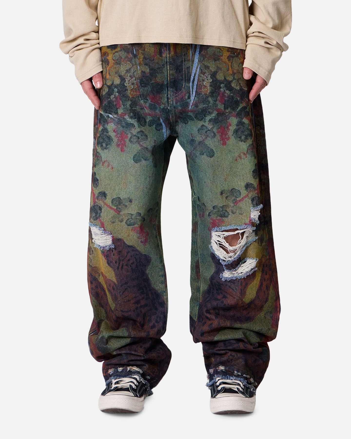 MNML Ultra Baggy Leopard Denim Jeans Multi | Culture Kings US