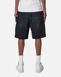 MNML Double Western Jewel Denim Shorts Washed Black