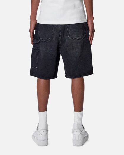 MNML Double Western Jewel Denim Shorts Washed Black