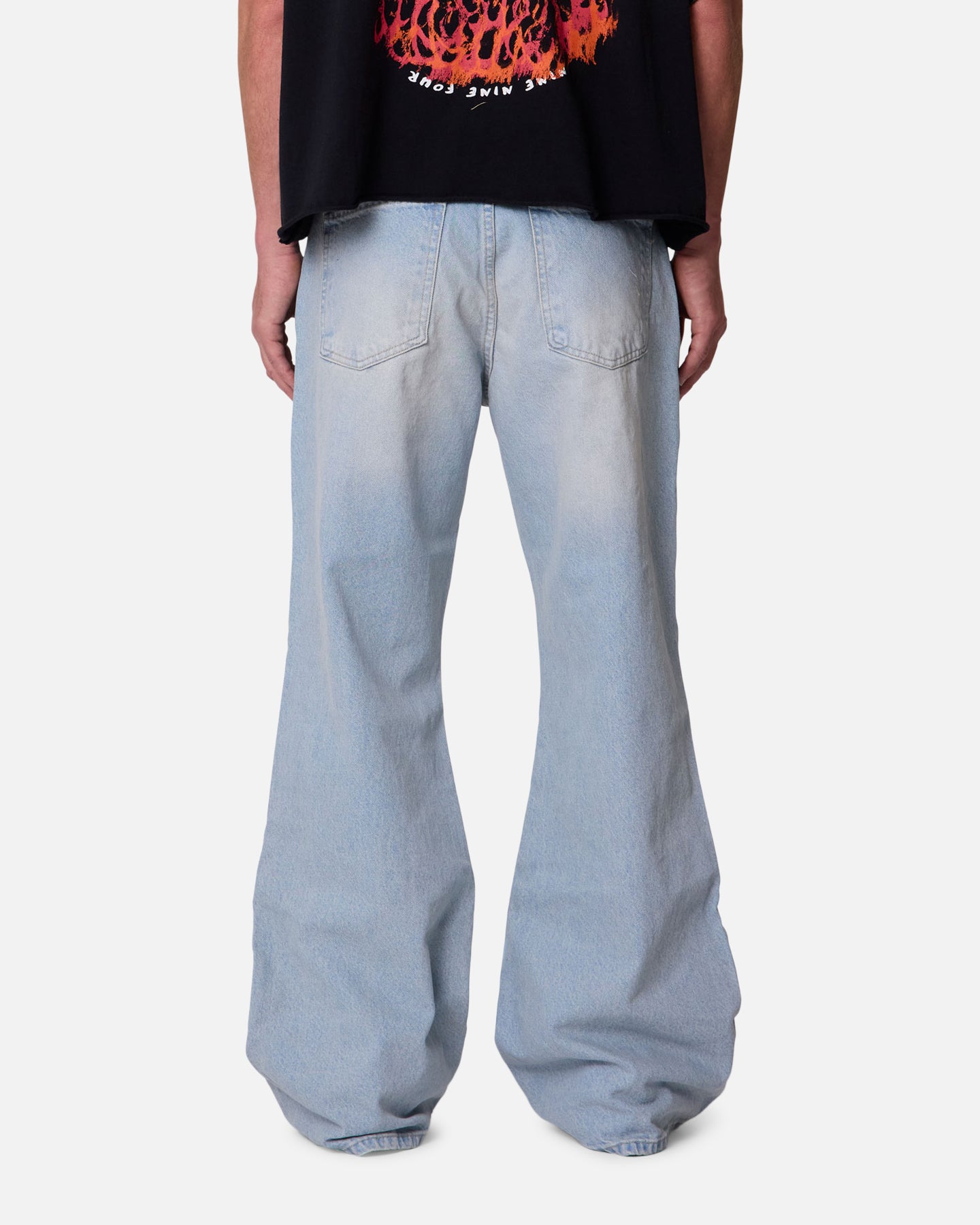 MNML Distressed Kick Flare Denim Jeans Blue | Culture Kings US