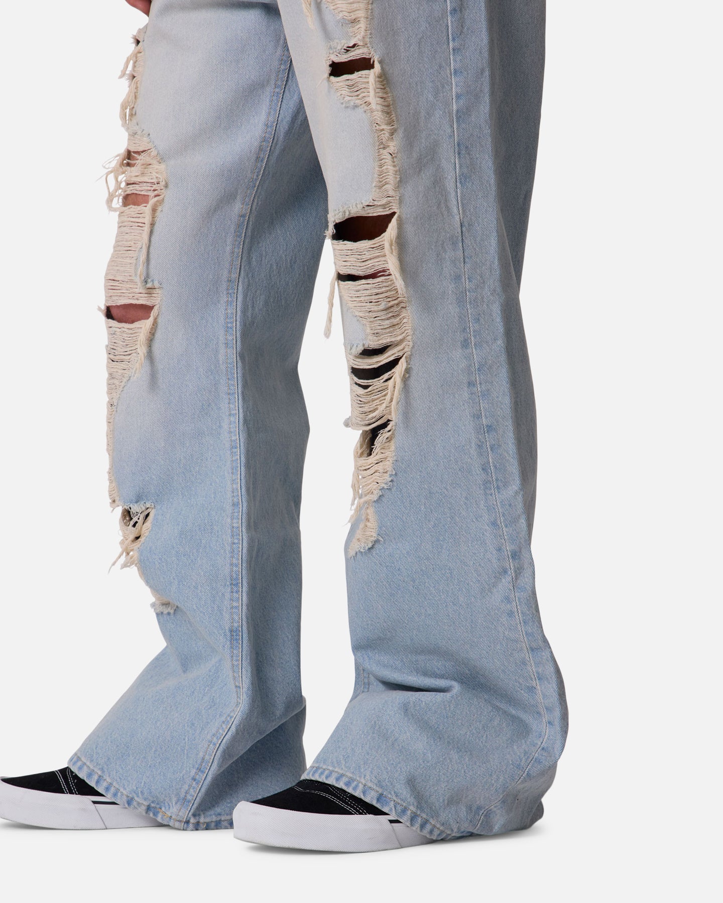 MNML Distressed Kick Flare Denim Jeans Blue | Culture Kings US