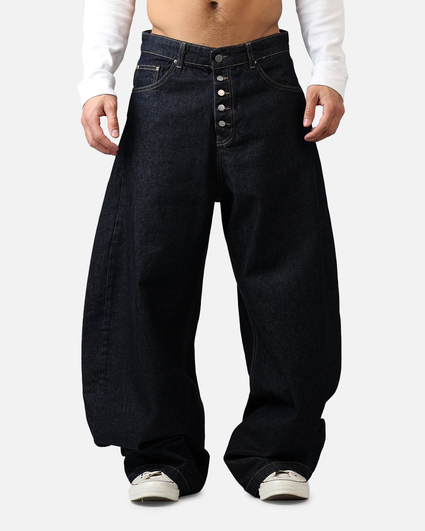 MNML Exposed Shank Barrel Denim Pants Rinse Indigo | Culture Kings US