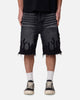 MNML Baggy Flame Denim Shorts Black