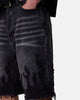 MNML Baggy Flame Denim Shorts Black