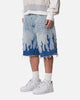 MNML Baggy Flame Denim Shorts Blue