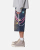MNML Ultrabaggy Chain Printed Denim Shorts Blue