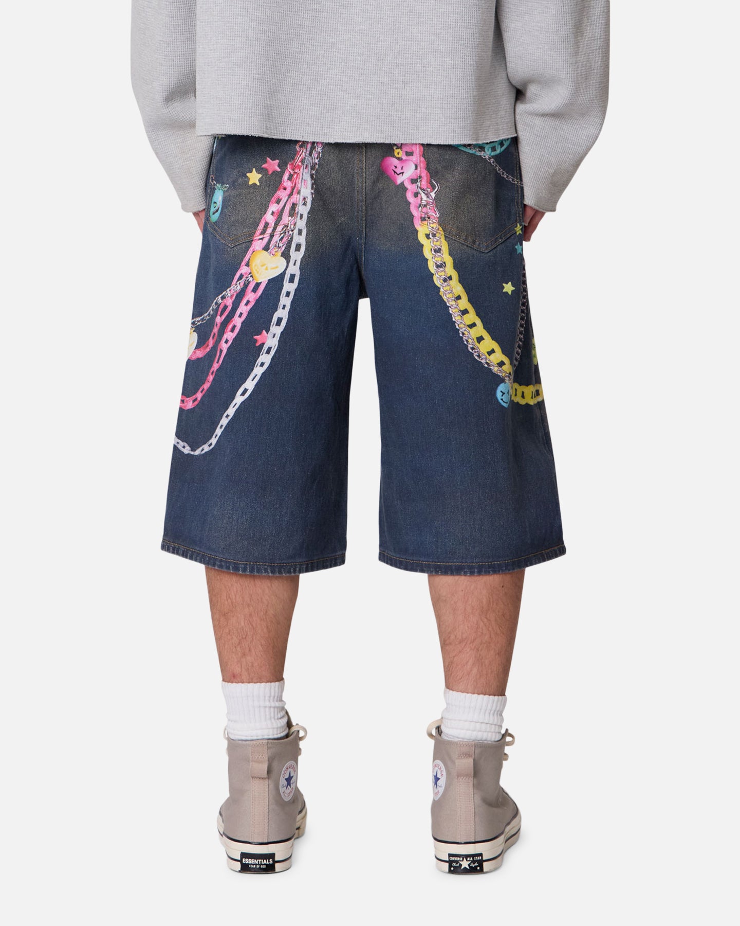 MNML Ultra Baggy Chain Printed Denim Shorts Blue | Culture Kings US