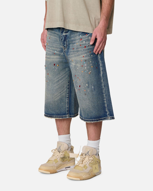 MNML Ultrabaggy Crystal Denim Shorts Blue