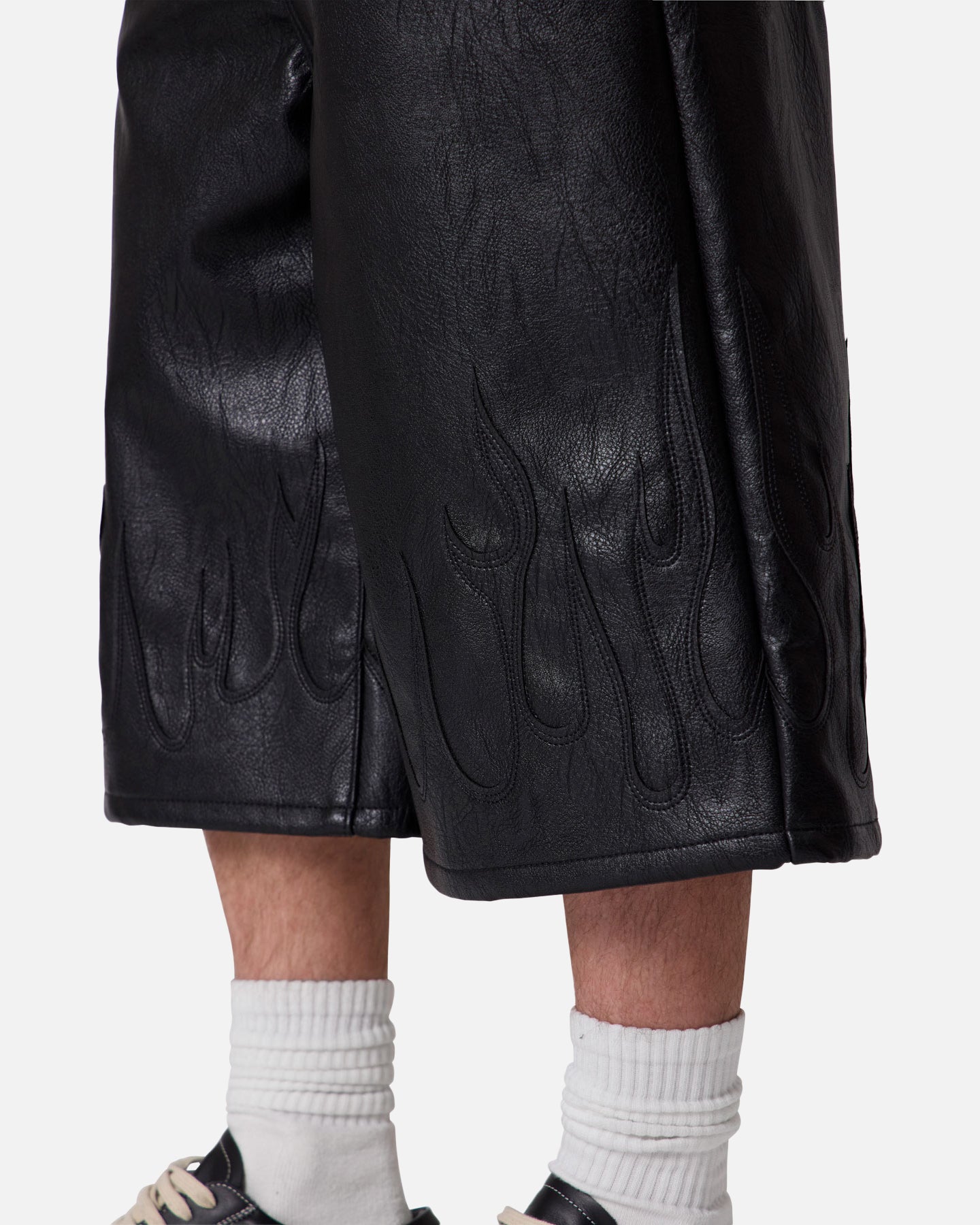 MNML Ultra Baggy Leather Flame Shorts Black | Culture Kings US