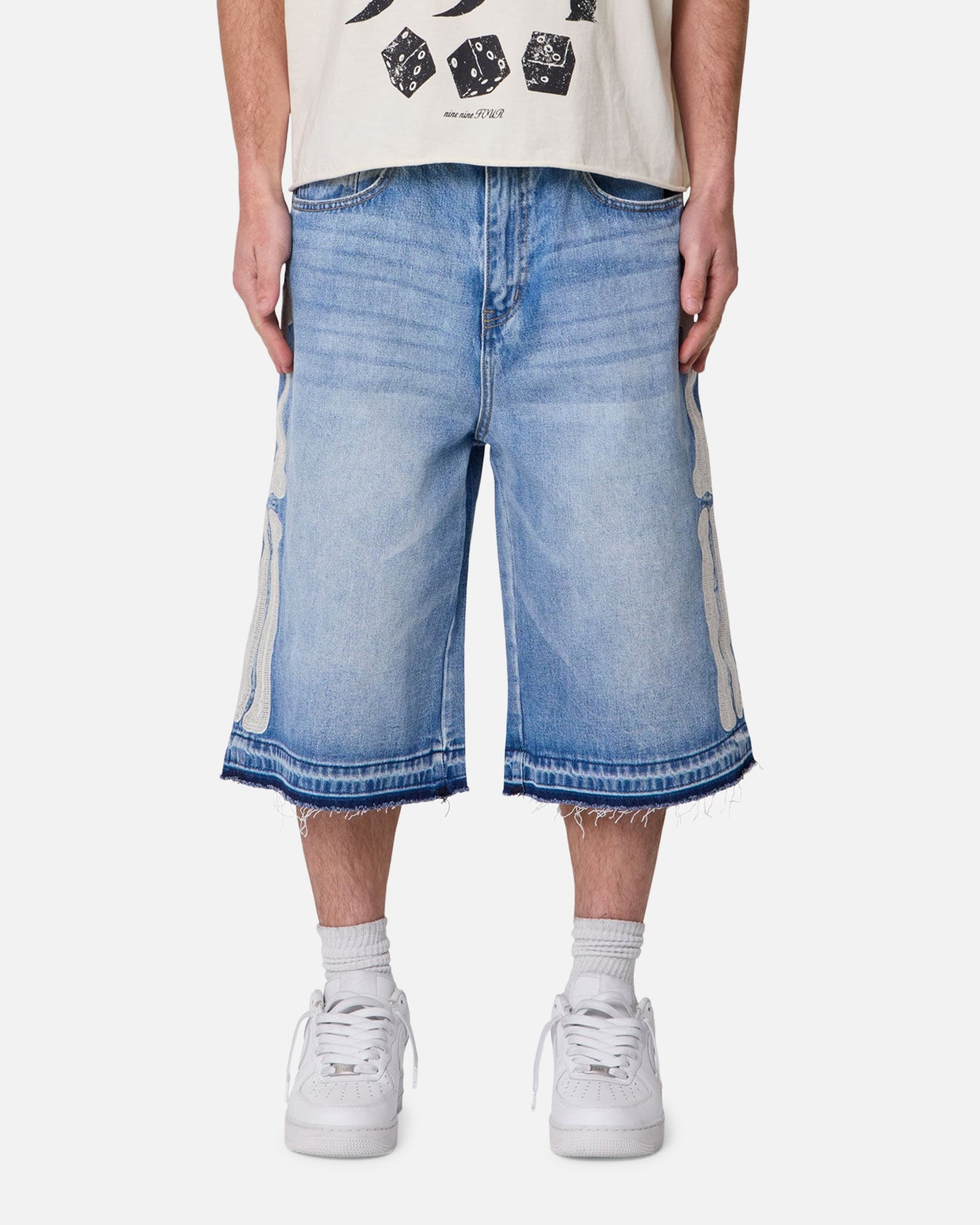 MNML Ultra Baggy Bone Denim Shorts Blue | Culture Kings US