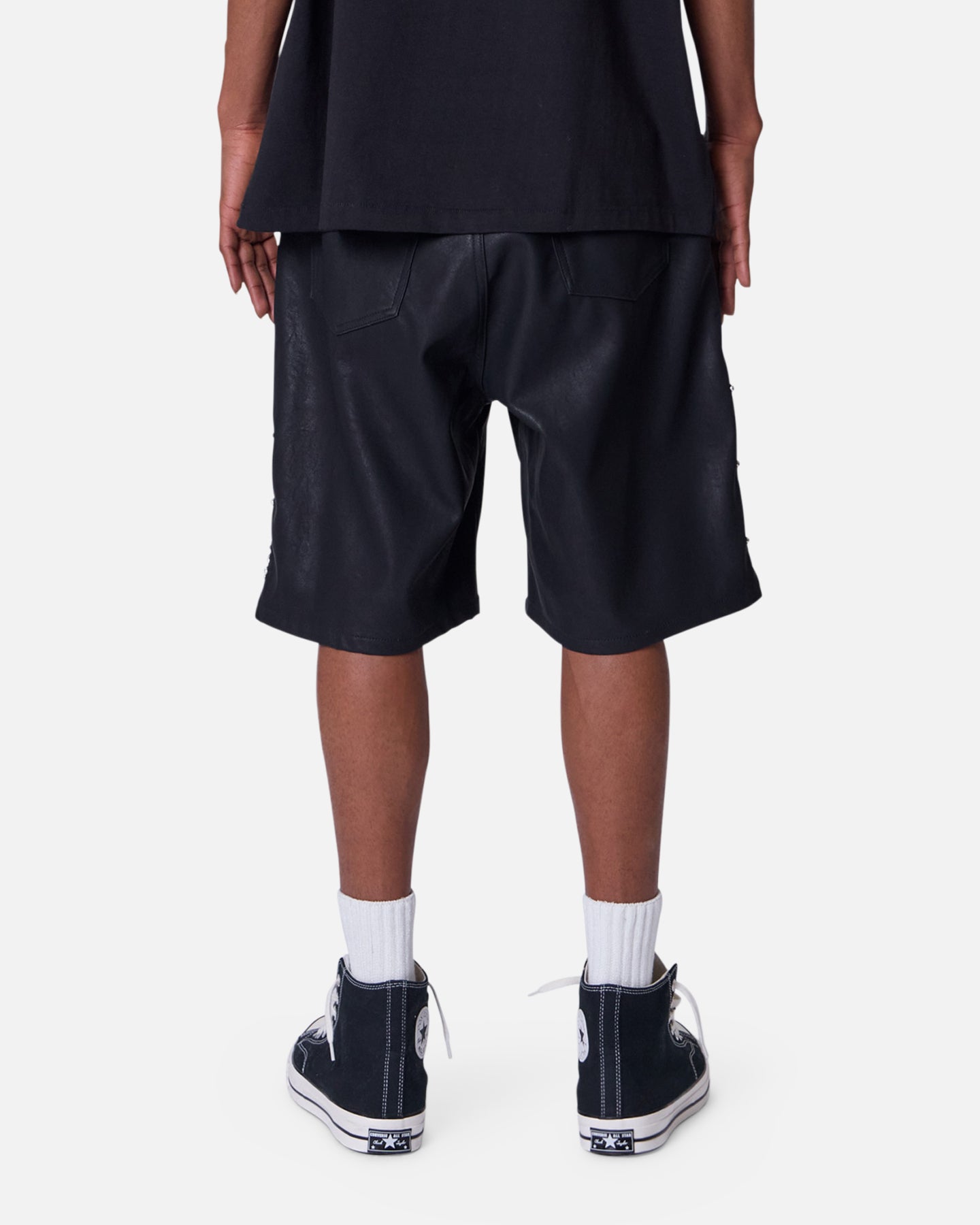 MNML Ultra Baggy Stud Leather Shorts Black | Culture Kings US