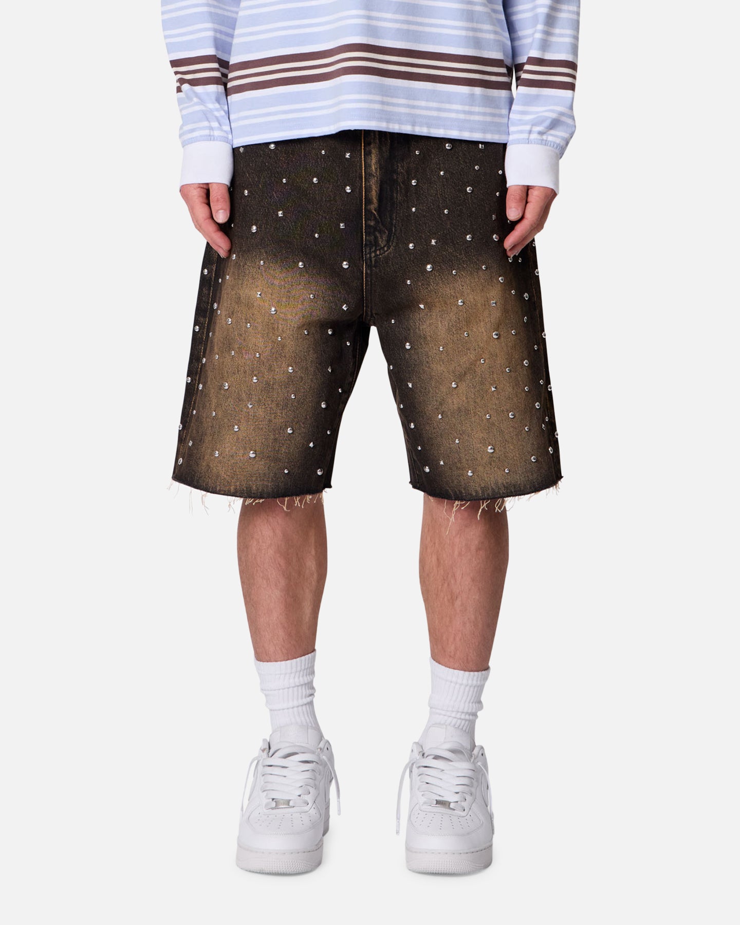 MNML Baggy Stud Denim Shorts Black | Culture Kings US