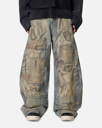 MNML Stitched Barrel Denim Pants Vintage Blue