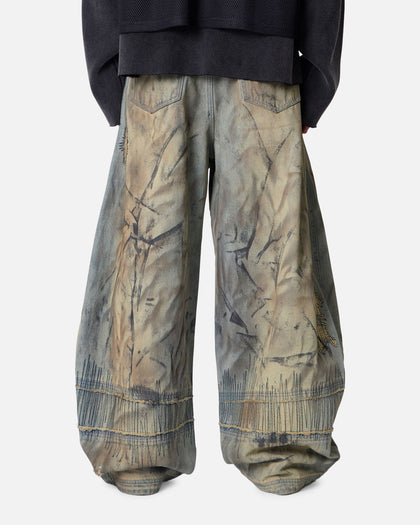 MNML Stitched Barrel Denim Pants Vintage Blue