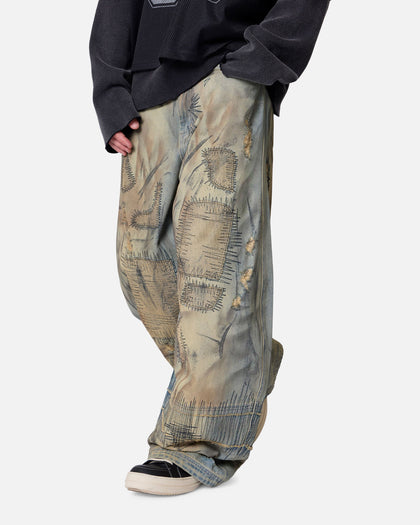 MNML Stitched Barrel Denim Pants Vintage Blue