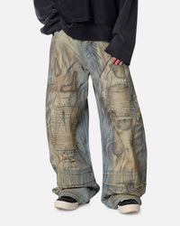 MNML Stitched Barrel Denim Pants Vintage Blue