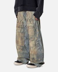 MNML Stitched Barrel Denim Pants Vintage Blue