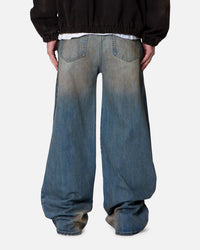 MNML Ultra Wide Tribal Denim Jeans Medium Blue