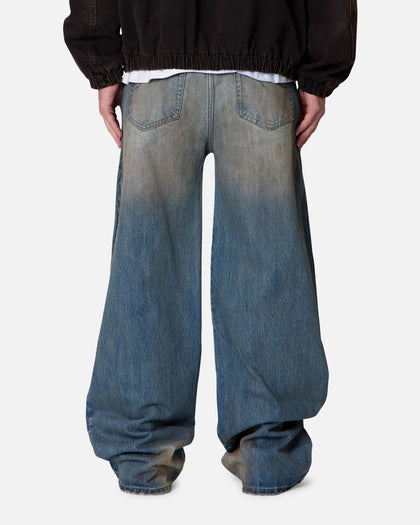 MNML Ultra Wide Tribal Denim Jeans Medium Blue