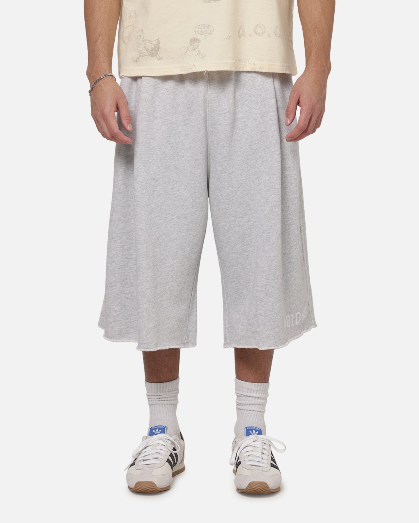 Adidas Originals Long Sweat Shorts Light Grey | Culture Kings US