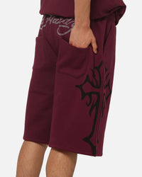 Ed Hardy Trinity Baggy Sweat Shorts Plum