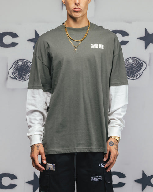 Carre Rear Vision Long Sleeve T-Shirt Green/White