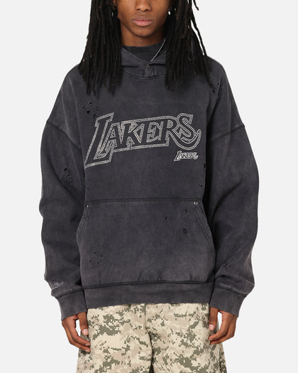 Mitchell & Ness Los Angeles Lakers Distressed Rhinestone Logo Hoodie Faded Black