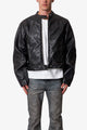 MNML Leather Moto Jacket Black