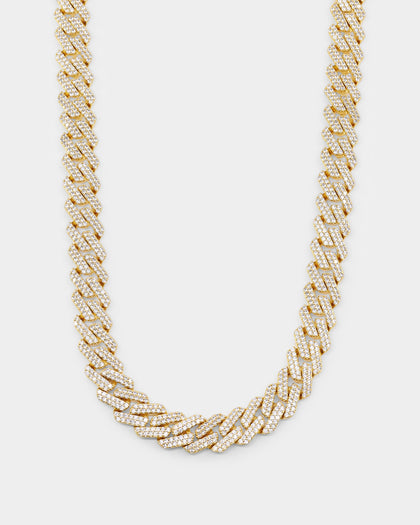Saint Morta 18" Interlink Necklace 14mm Iced Gold