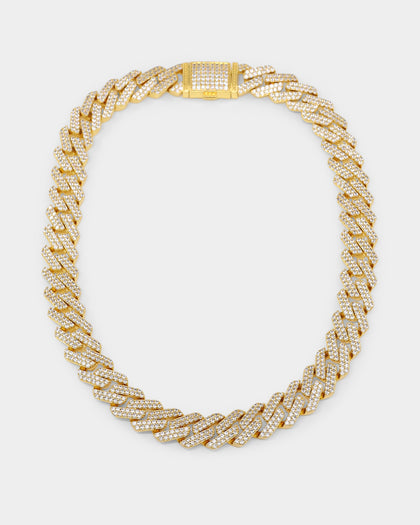 Saint Morta 18" Interlink Necklace 14mm Iced Gold