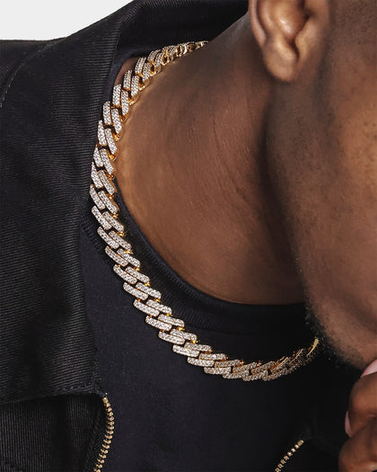 Saint Morta 18" Interlink Necklace 14mm Iced Gold