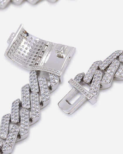 Saint Morta 18" Interlink Necklace Iced White Gold