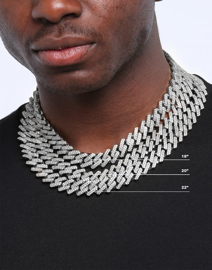 Saint Morta 18" Interlink Necklace Iced White Gold