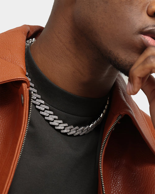 Saint Morta 18" Interlink Necklace Iced White Gold