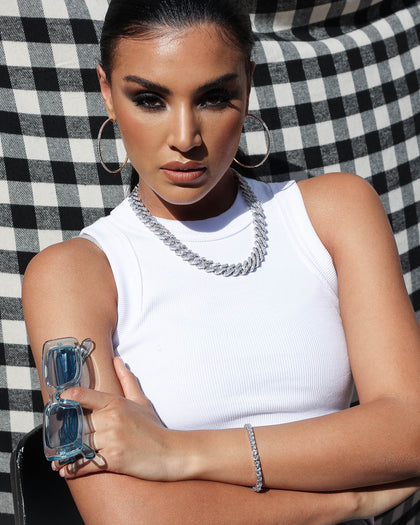 Saint Morta Interlink 20" Necklace Iced White Gold